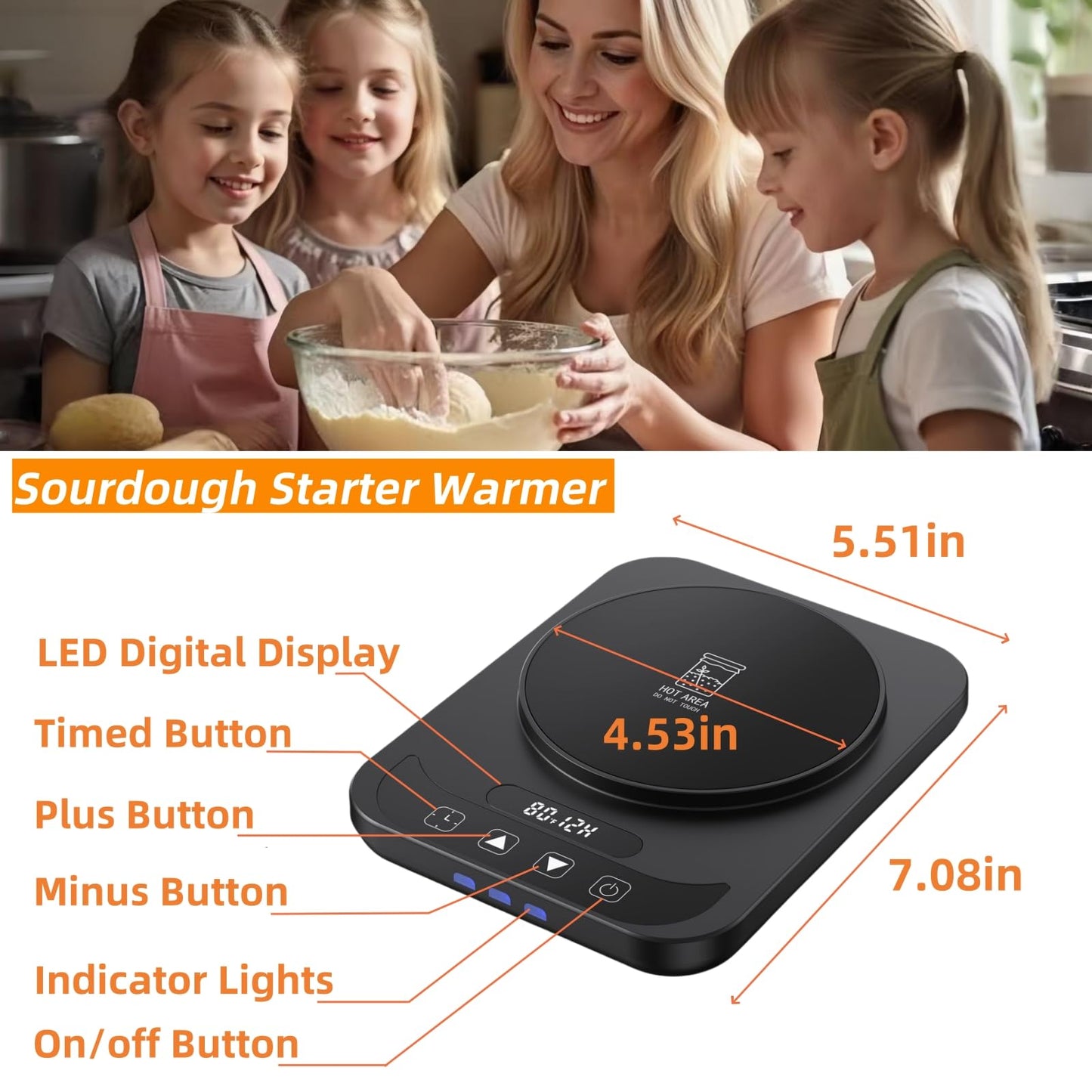MADCKDEDRT Sourdough Starter Warmer Mat - 12H Timer & Precise 1°F Thermostat (70-100°F) - Auto On/Off -Sourdough Heater for Home Baking & Consistent Fermentation (Black)