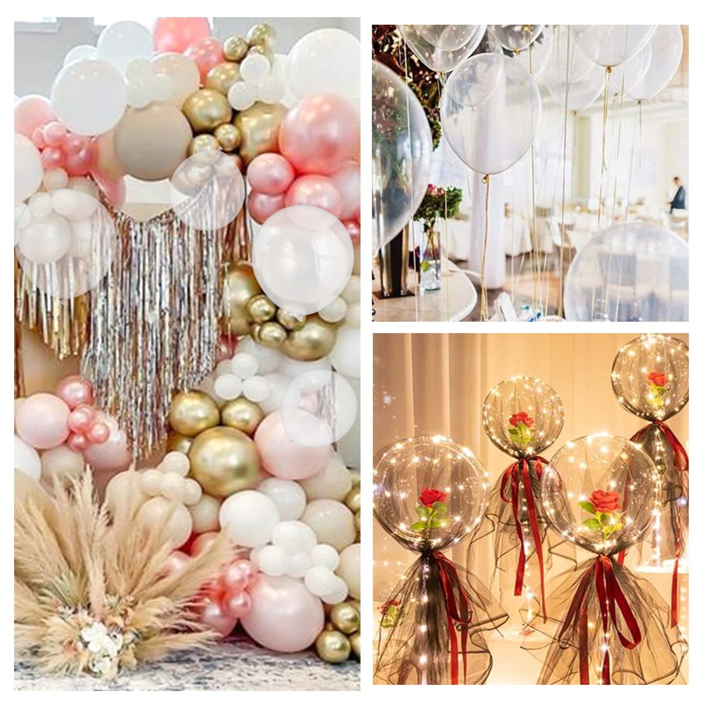 110pcs Clear Balloons, Clear Latex Balloons 12 inch, Transparent Balloon for Birthday Party Baby Shower Wedding(with 2 Ribbons)