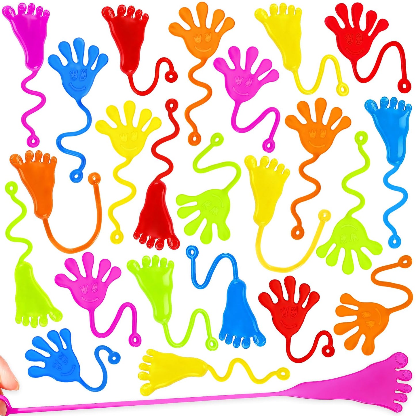 VICROIC 24PCS Sticky Hands Toys for Kids, Stretchy Goodie Bag Stuffers Toy for Party Favor Supplies, Sticky Toys for Boys Girls Classroom Prizes (Handfeet)