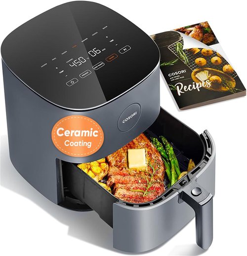 COSORI Air Fryer Pro - Compact 5QT with Ceramic Coating & 7 Cooking Presets | Easy Clean, Gray