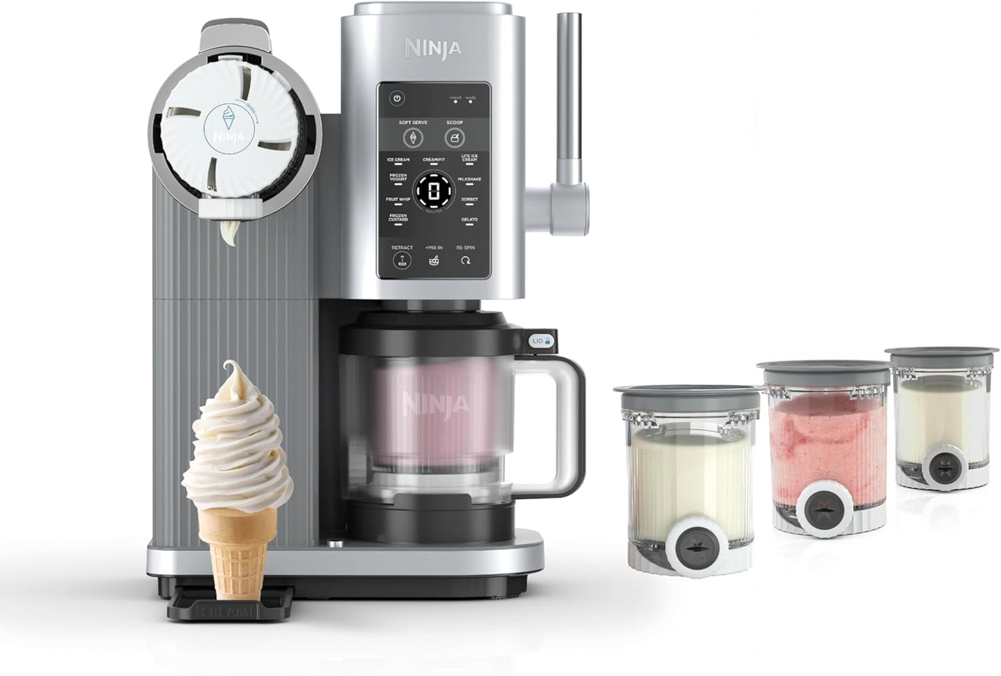 Ninja CREAMi Ice Cream & Soft Serve Maker - 13 Programs, Soft Serve Handle & 4 Pints | Perfect Gift for All Ages