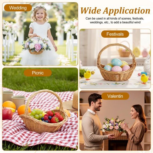 Abaodam Wicker Picnic Basket - Stylish Willow Design with Handles for Weddings, Camping & Storage