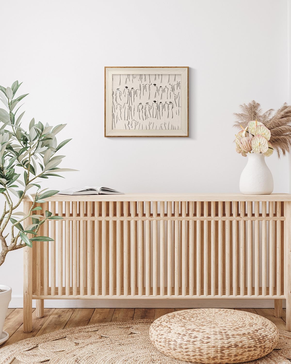 VIYYIEA Framed Wall Art - Minimalist Sketch Canvas Print for Living Room | 12L x 10W, Perfect Gift