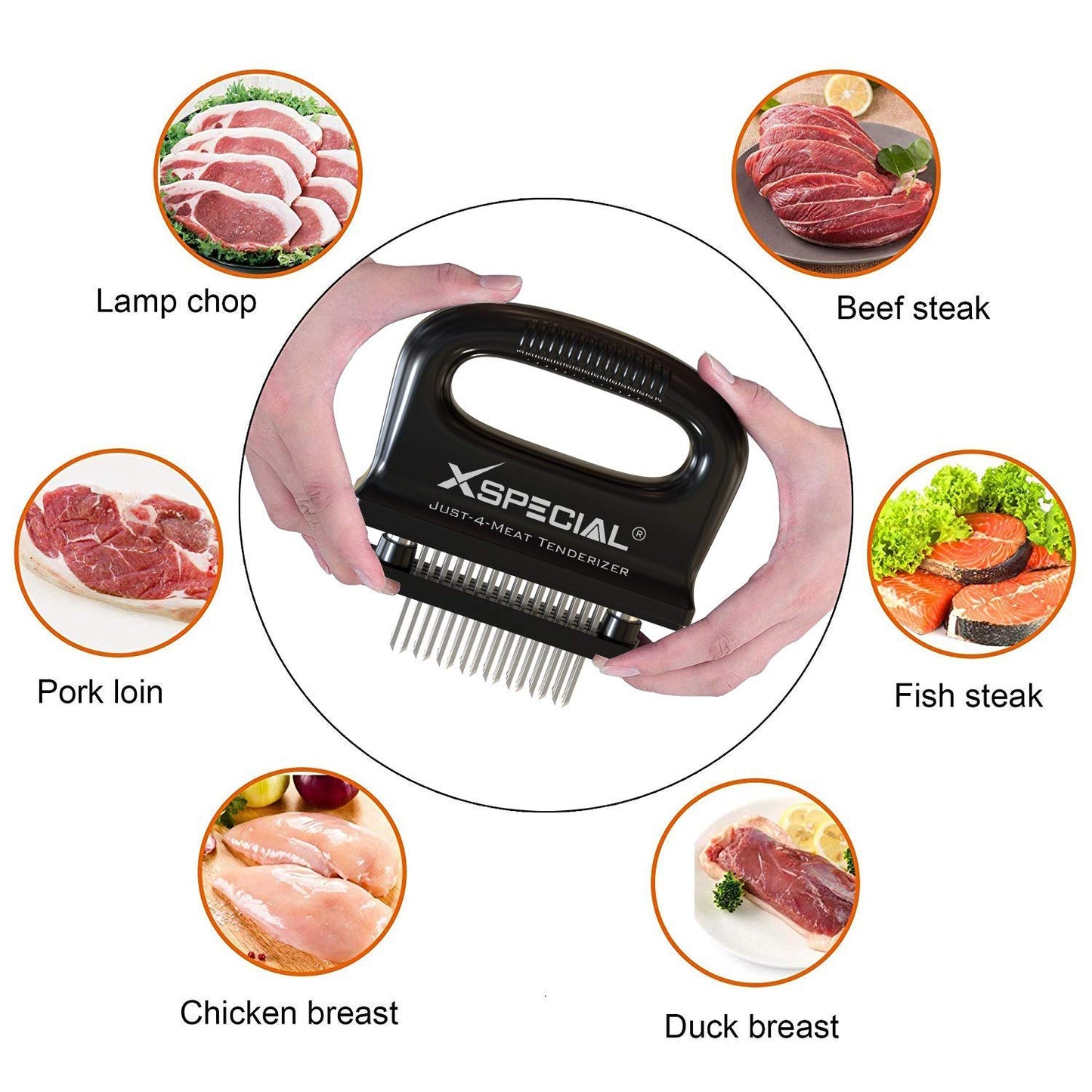 Meat Tenderizer Tool - 48 Blade Stainless Steel Needle Tenderizer for Steaks, Chicken, Pork - Heavy Duty Kitchen Tenderizing Tool - Dishwasher Safe