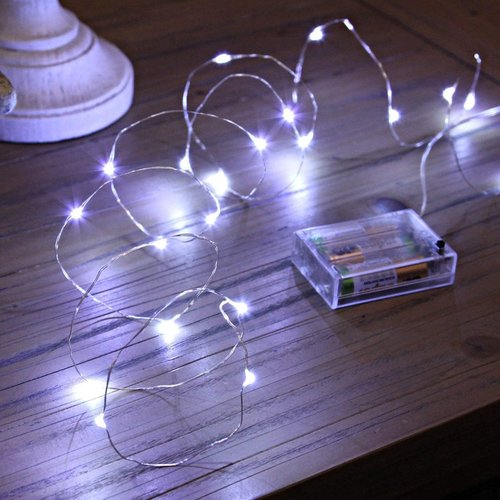 Ariceleo LED Fairy Lights - Battery Operated Copper Wire String Lights | 5m/16ft Cool White for Bedroom, Weddings & Parties
