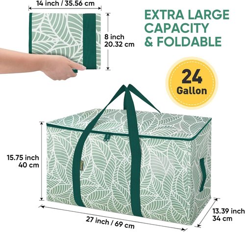 BALEINE 6-Pack Oversized Moving Bags - Heavy-Duty Storage Totes with Reinforced Handles (Antique Folidage)