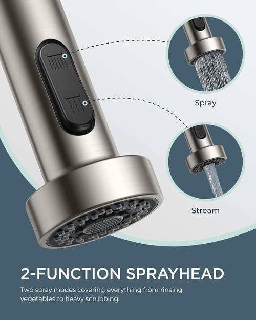 FORIOUS Kitchen Faucet - Brushed Nickel Pull Down Sprayer | Stainless Steel, Classic Design for RV & Utility Room
