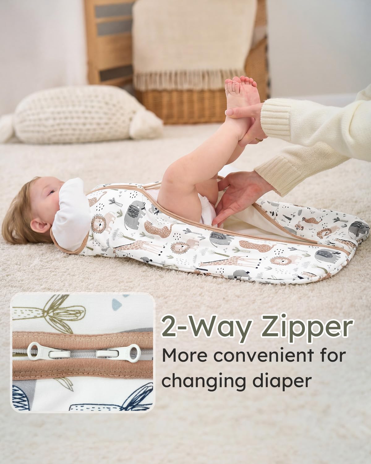 Yoofoss Baby Sleep Sack - 1.5 Tog Wearable Blanket for 12-18 Months | 100% Organic Cotton, Warm & Comfy
