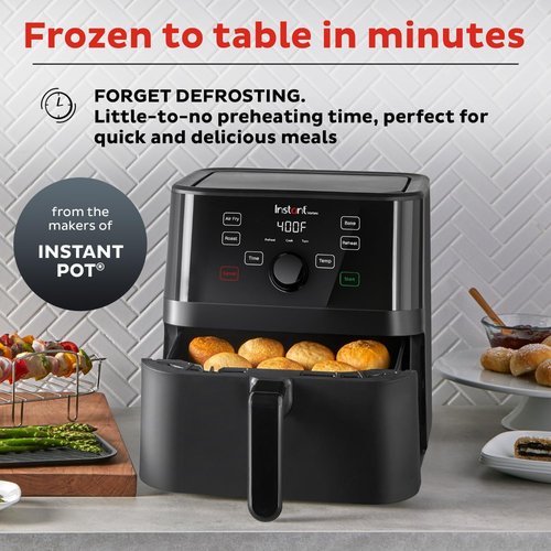Instant Pot Vortex 5.7QT Air Fryer - 4-in-1 Functions with EvenCrisp Technology | Custom Programs & 100+ Recipes - Black