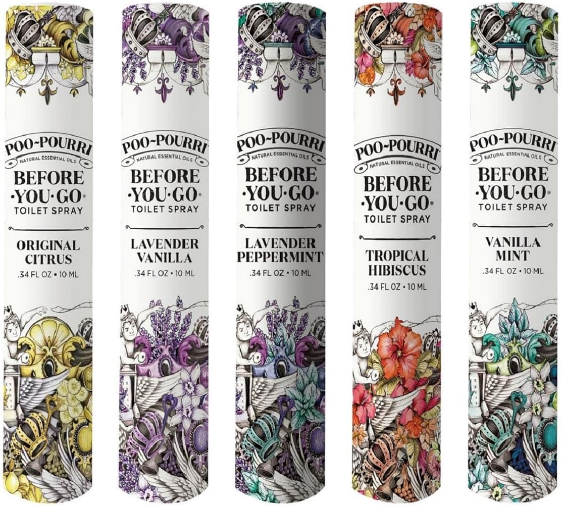 Poo-Pourri Toilet Spray | Travel Essentials Variety Pack - 5 Scents, TSA Approved, 0.34 Fl Oz Each