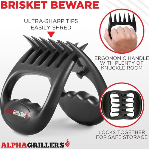 Alpha Grillers Instant Read Meat Thermometer - Accurate Cooking Tool with Meat Shredder Claws