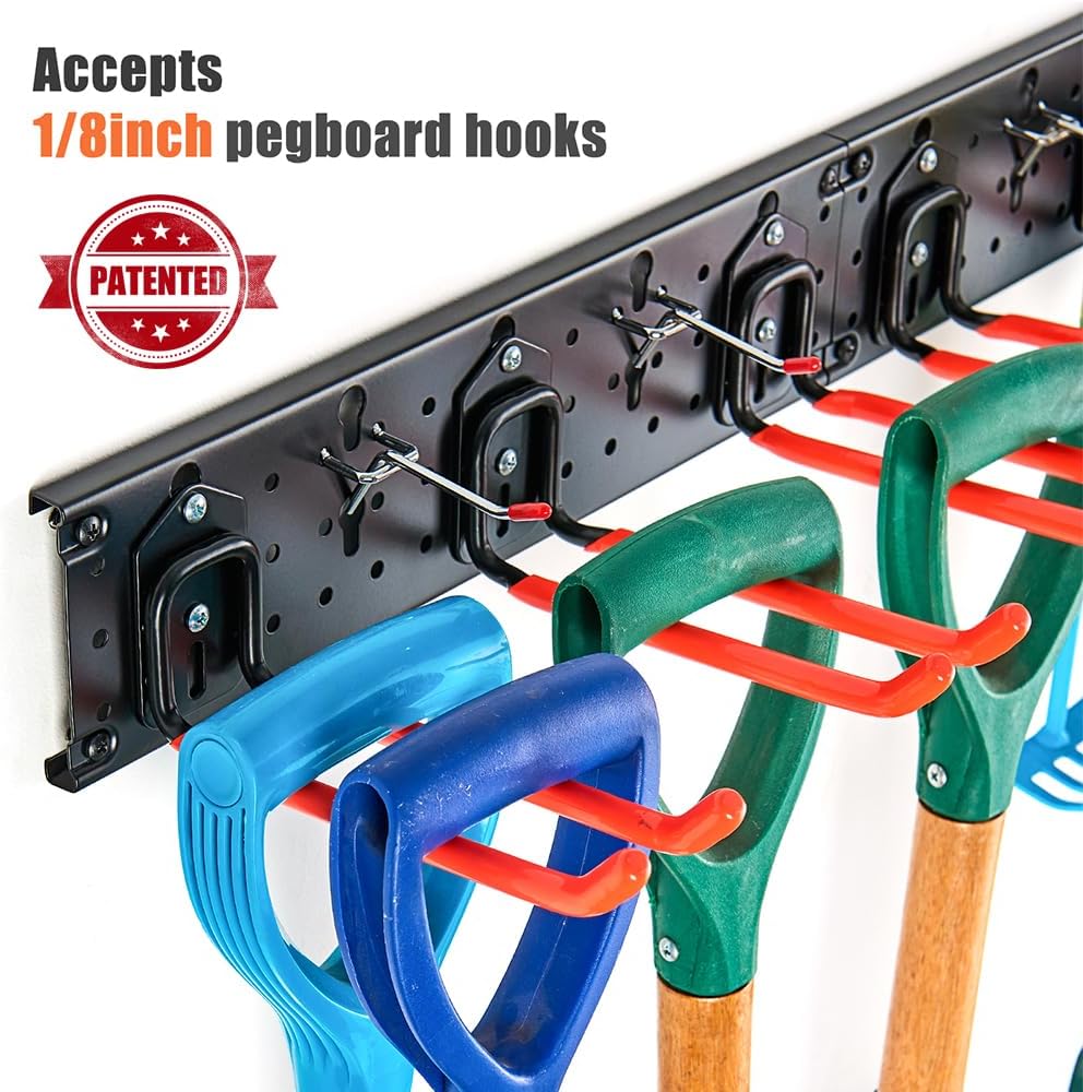 Ultrawall Garage Hooks - Multi-Storage Utility Rack for Garden Tools | 17-Piece Wall-Mounted Organizer