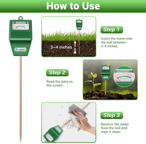Dr.meter Soil Moisture Meter | 2-Pack Soil Test Kit for Indoor & Outdoor Gardening - No Battery Needed