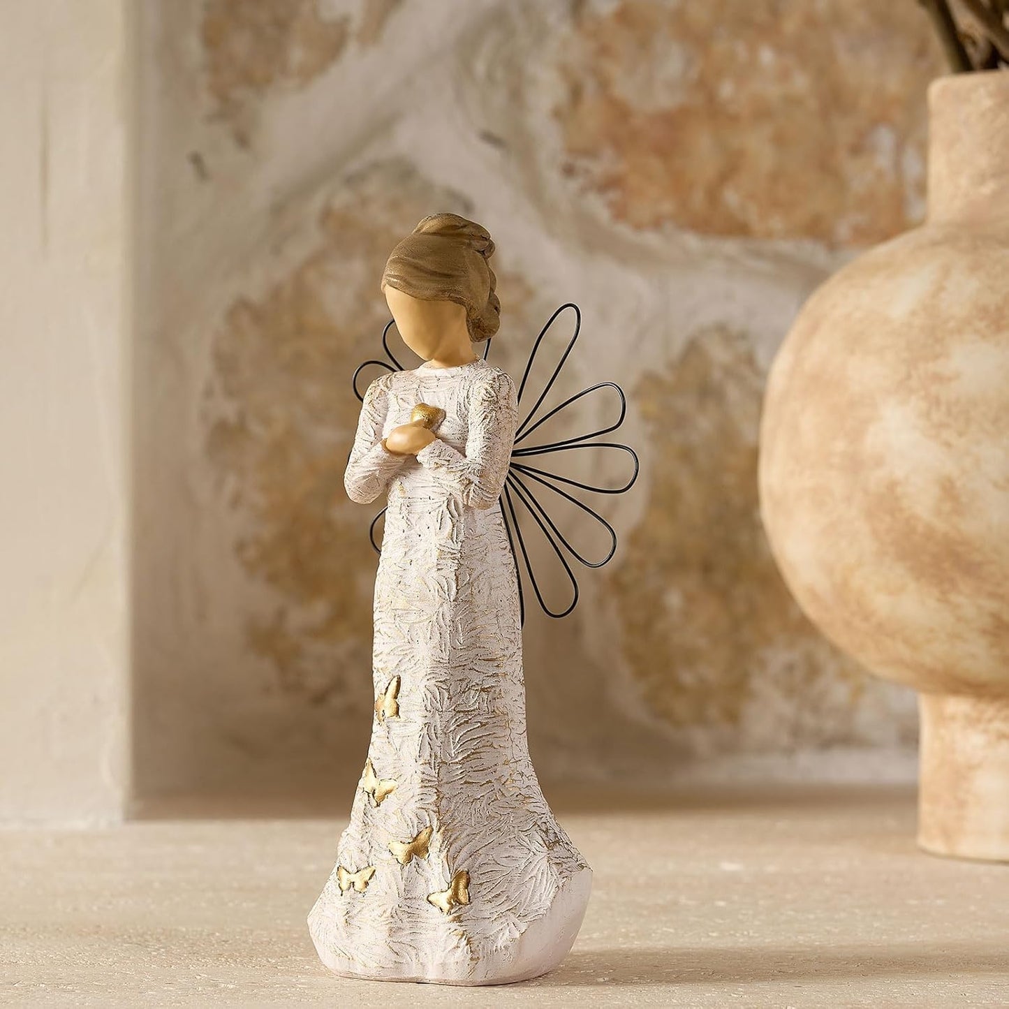 NAN ZAI NAN FANG Sympathy Angel Figurine - Hand-Painted Resin Statue for Loss of Loved Ones | Home Decor Gift
