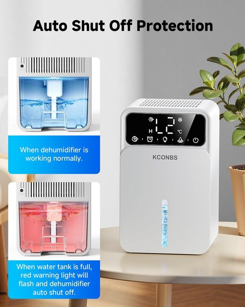 Dehumidifier - Regine Switzerland 60 OZ Capacity | Auto Shut-Off for Medium Rooms Up to 500 Sq.Ft, Quiet & Portable