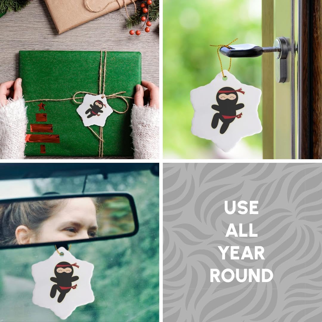 Ninja Cartoon Snowflake Ornament - Unique Holiday Decor for Kids