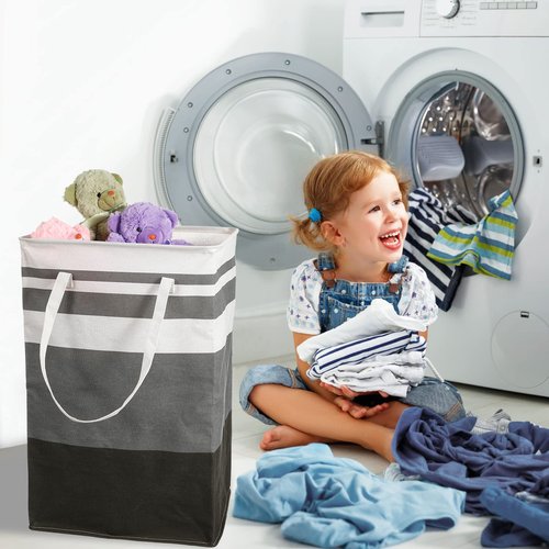 4 Pcs 75L Large Laundry Basket Laundry Hamper Freestanding Waterproof Clothes Hamper Collapsible Tall Clothes Basket with Extended Handles for Bedroom Bathroom Dorm and Family Towels Toys