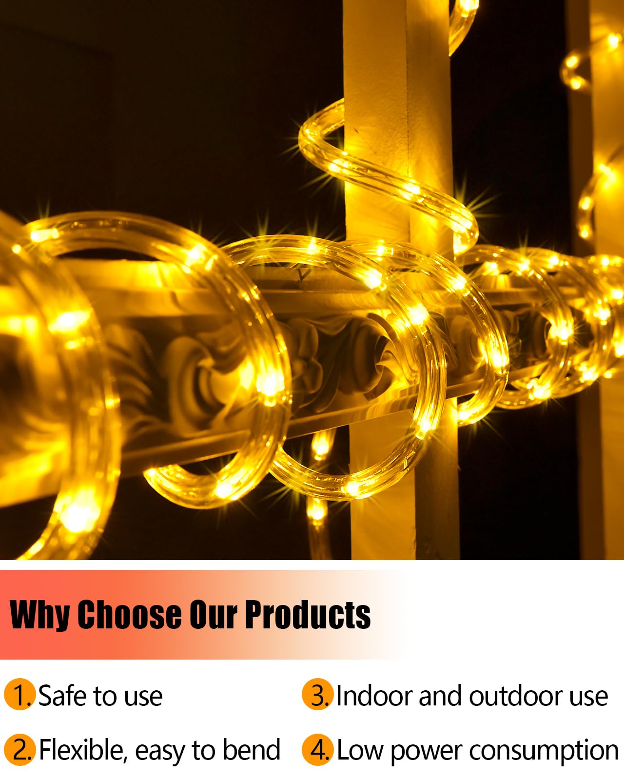 Coroor Rope Lights Outdoor Waterproof Christmas 100ft 720 LED, Flexible Connectable Tube Lights, String Lights Decorative Lighting for Garden Patio Pool Tree Bedroom Xmas Decor (Warm White)