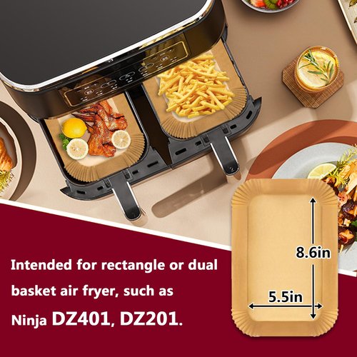 Air Fryer Liners for Ninja, Airfryer Liners Disposable for Ninja Dual DZ201/DZ401/DZ550/SL401, Air Fryer Paper Liners for Bella 4Qt and CHEFMAN 6 Quart Dual Basket, Air Fryer Parchment Paper Liners