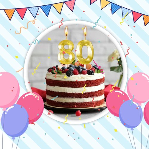 80th Birthday Candles - Festive Cake Decorations for Him & Her | Number Cake Toppers