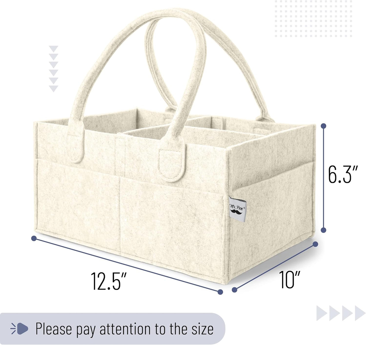 Mr. Pen Baby Diaper Caddy Organizer - Medium Beige Nursery Storage Bin & Car Organizer for Wipes