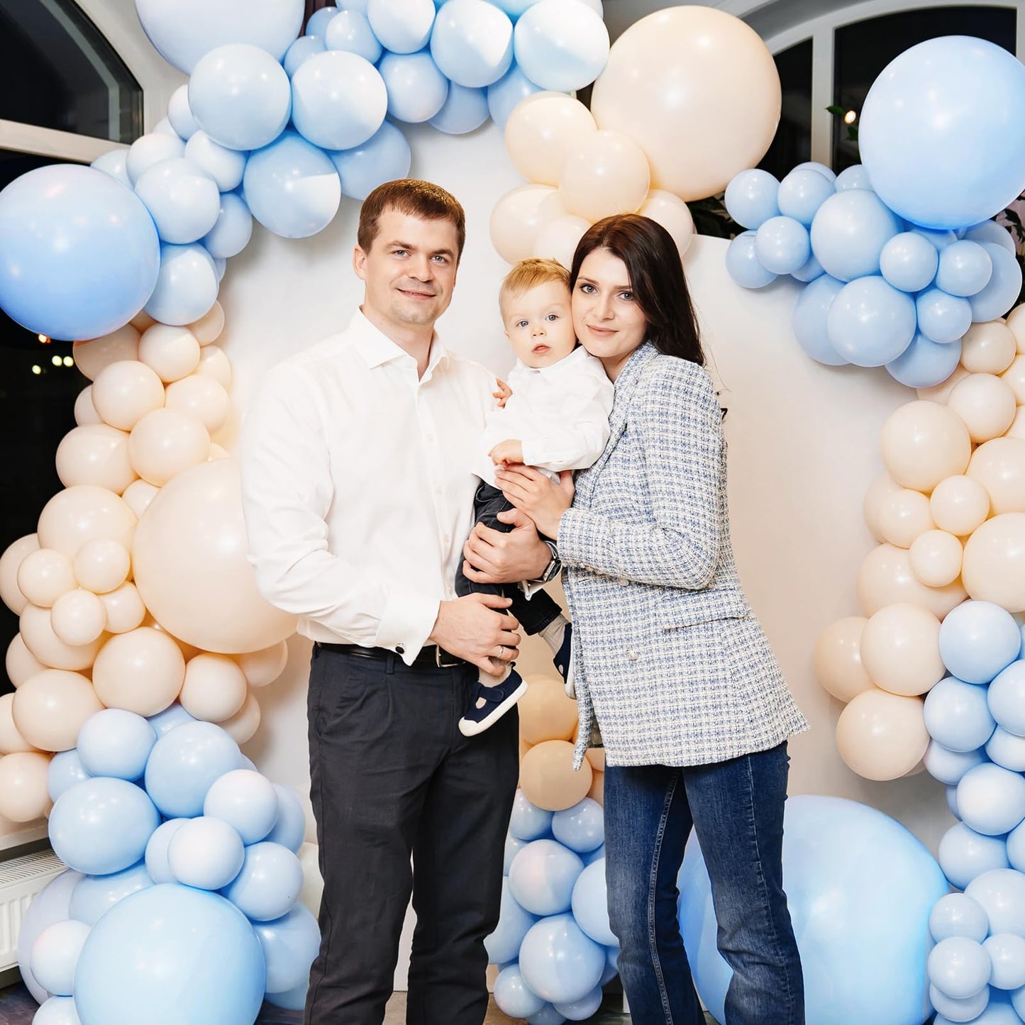 RUBFAC Blue Balloons 129pcs, Pastel Light Blue Balloon Different Sizes 18 12 10 5 Inch for Garland Arch Kit, Gender Reveal Baby Shower Birthday Wedding Easter Party Decoration