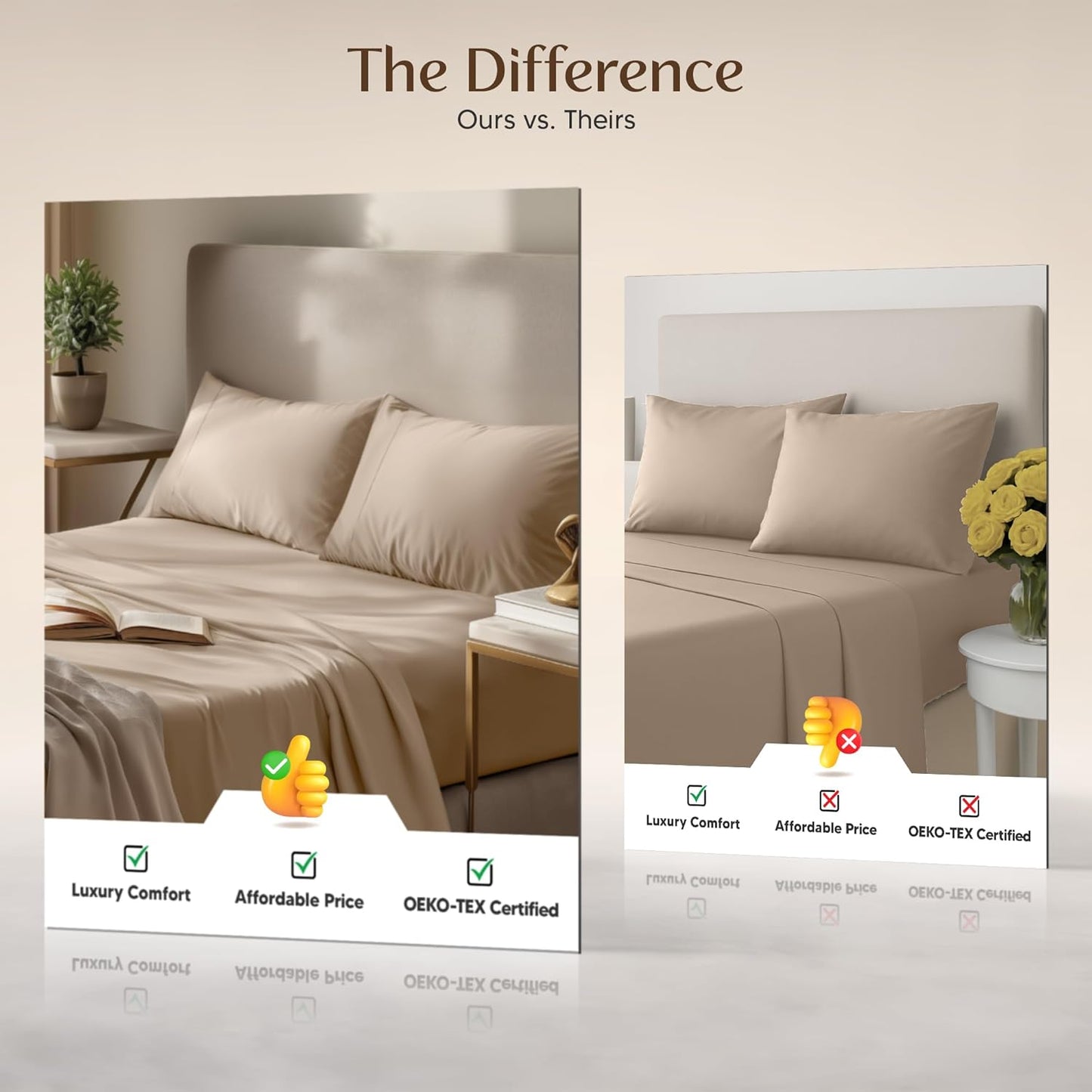 Utopia Bedding Queen Size Sheet Set - Soft & Breathable 4-Piece Microfiber Bed Sheets | Oeko-Tex Certified (Beige)
