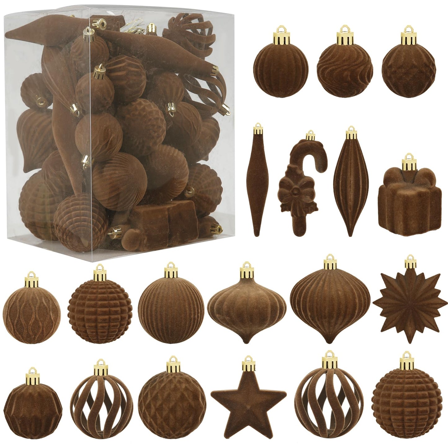 Velvet Christmas Ornaments Balls Set, 50 Pcs Hanging Balls for Xmas Tree Decorations Wedding Wreath Garland Holiday Party Office Home Decor