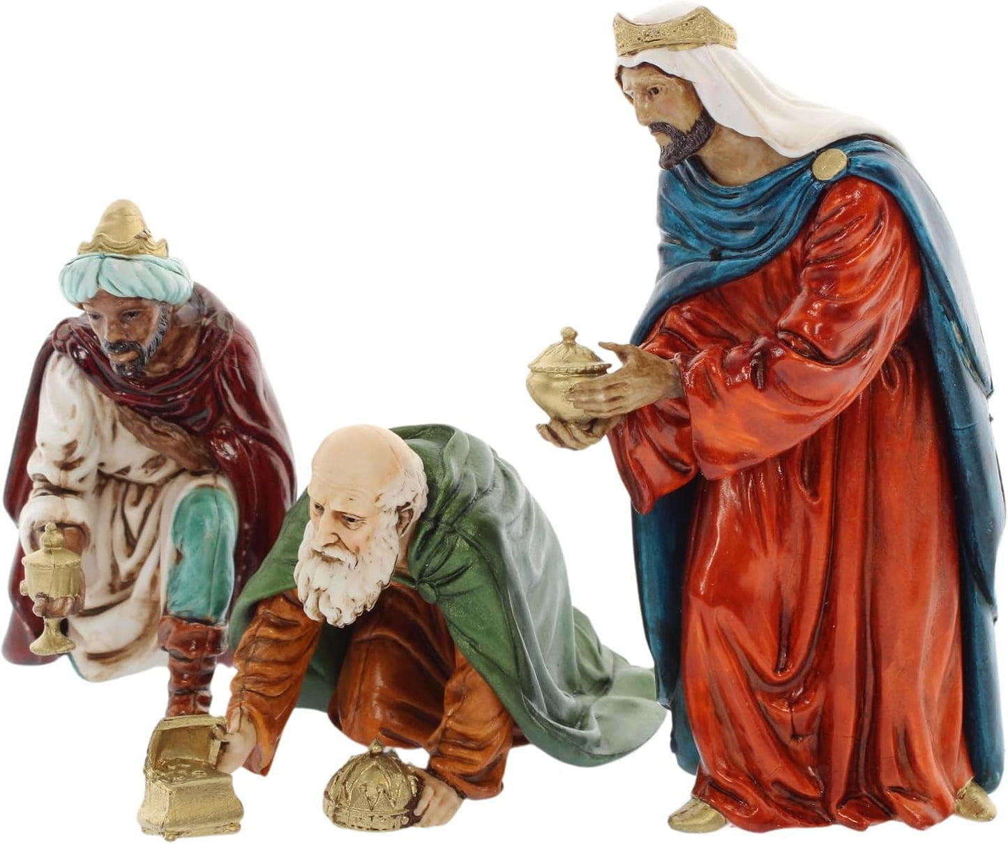 Three Wise Men for Nativity Scene of 5 Inch Scale 1:15 - Unbreakable Nativity Figures - 18th Century Style, Hand-Finished Painting, Official Product, Made in Italy, Sculptor M. Landi