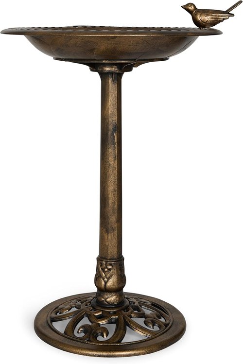 Backyard Expressions Bird Bath - Weather Resistant Bronze Garden Decor - 30 Inch Outdoor Size