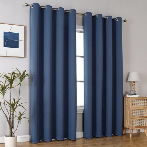 ChrisDowa Blackout Curtains - Thermal Insulated Room Darkening Panels - 102 Inches Long, Stone Blue (Set of 2)