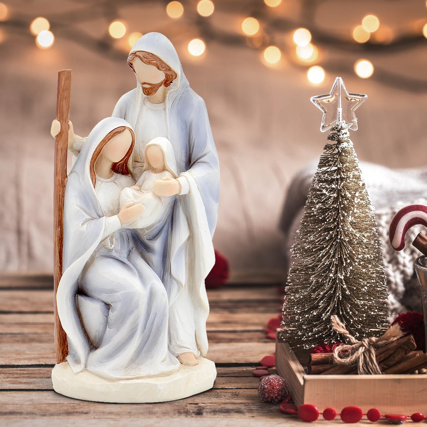 Skiennix Christmas Nativity Set - Large Hand-Painted Holy Family Scene | 10" Indoor Figurines