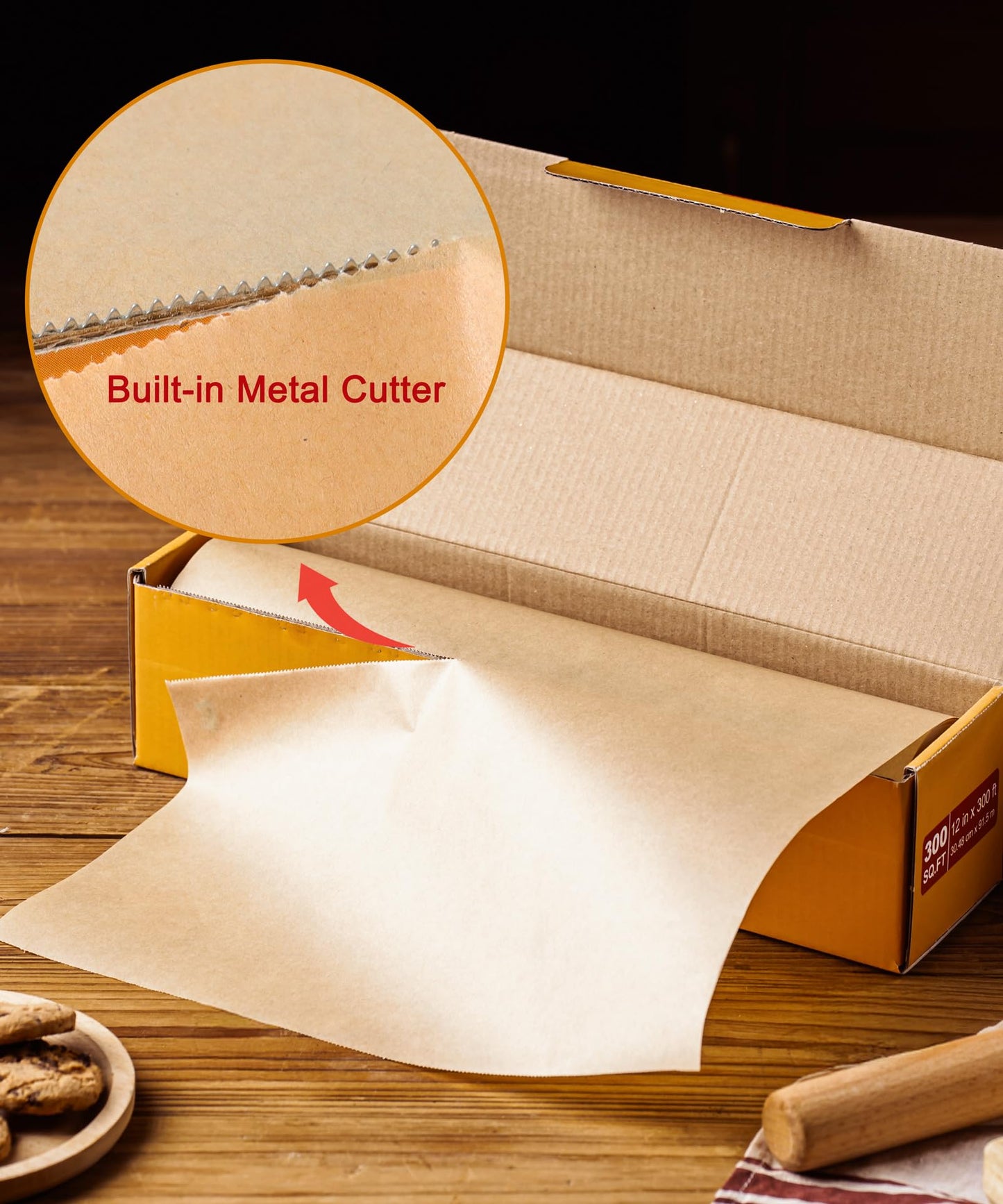 GENLGE 300 Sq. Ft Unbleached Parchment Paper Roll – 12" x 300 ft, Non-Stick Brown Baking Parchment Paper, Heavy Duty for Oven, Air Fryer & Grilling