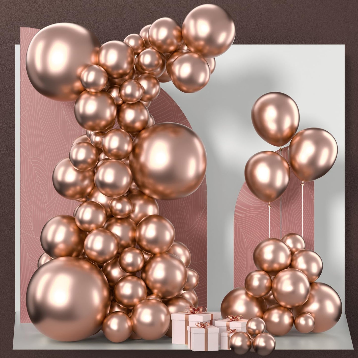 PartyWoo Rose Gold Balloons 100pcs Different Sizes of 18 12 10 5 Inch Gold Balloon Arch Kit Garland for Birthday Graduation Bachelorette Bridal Shower Wedding Party Decorations Rose Gold-G107