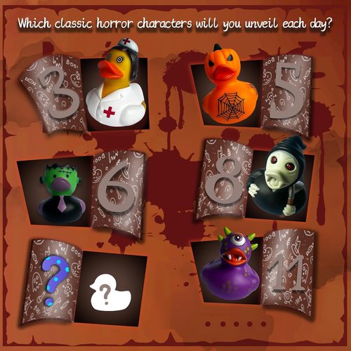 Intever Advent Calendar 2025 - Horror Rubber Duckies - 24 Days of Spooky Fun | Collectible Holiday Gift for All
