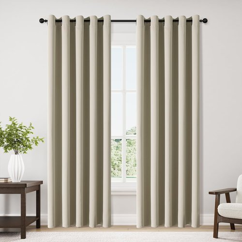 ChrisDowa Blackout Curtains - Extra Wide Thermal Insulated Grommet Panels for Bedroom & Living Room | Beige, 70 x 84 Inch