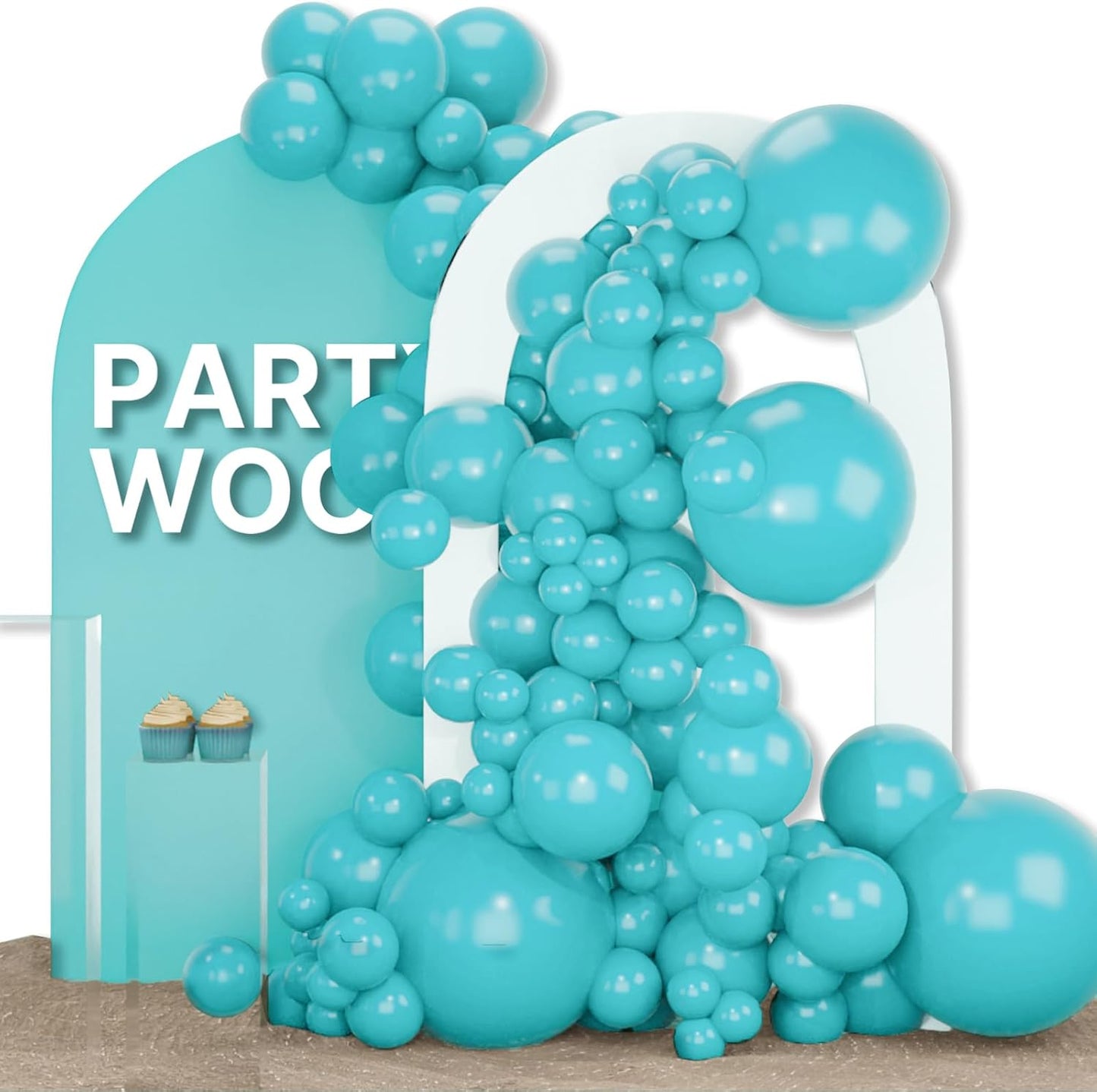 PartyWoo Teal Balloon Arch Kit - 155-Piece Set with 12", 10", 5" Balloons for Baby Showers & Birthday Parties