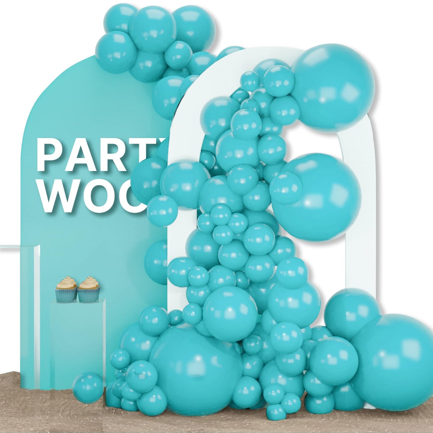 PartyWoo Teal Balloons 155pcs Different Sizes Pack of 18 12 10 5 Inch Turquoise Dark Teal Balloon Arch Kit for Baby Shower Gender Reveal Graduation Mermaid Birthday Pool Party Decorations Blue-Y69