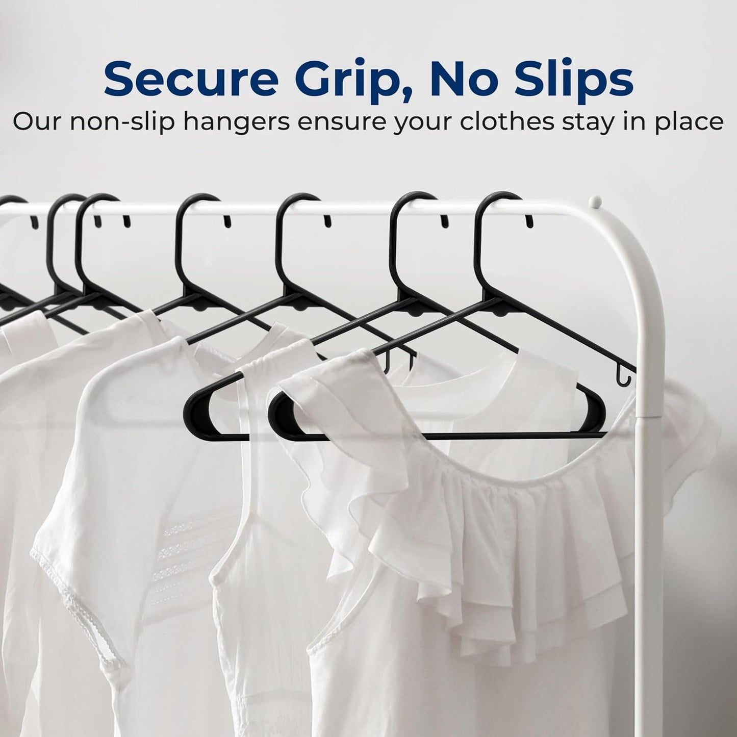 SereneLife Premium Plastic Hangers - Lightweight & Durable Clothes Organizers | 20-Pack in Black