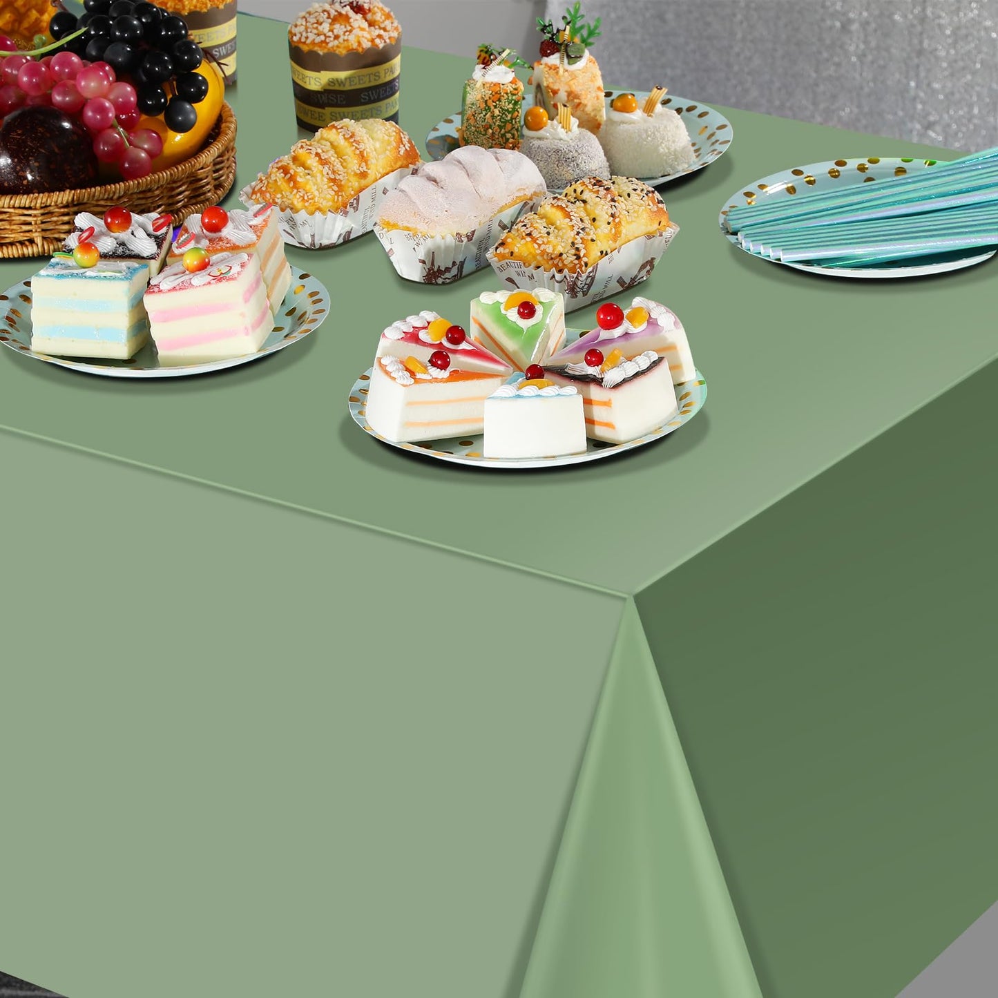 3Pack Sage Green Plastic Tablecloths for Rectangle Tables, Light Green Disposable Tablecloth, Waterproof Sage Green Table Cover for Birthday Bridal Wedding Baby Shower Party Decorations, 54 X 108Inch