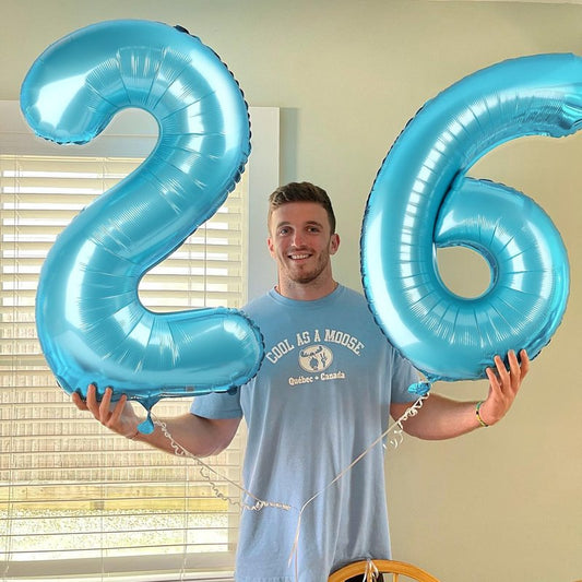 Pearlescent Blue Number Balloon 40 Inch, 0 Number Balloons, 10 20 30 40 50 Numbers Balloon Birthday Decorations, Party Supplies for Women Men