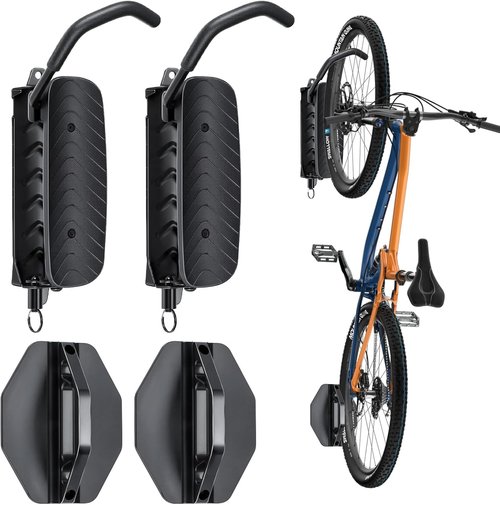 BYHUME Bike Rack - Space-Saving Vertical Wall Mount with 150° Swivel | Holds Up to 66lbs, Easy Install, 2 Pack
