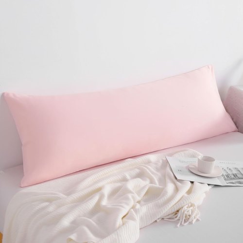 FLXXIE Body Pillow Cover - Super Soft Microfiber Case | Envelope Closure, Stain Resistant, Blush Pink 20x54