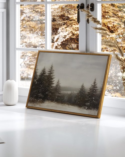InSimSea Framed Canvas Wall Art - Winter Pine Tree Forest Decor for Living Room & Bedroom | 12x16 Inch