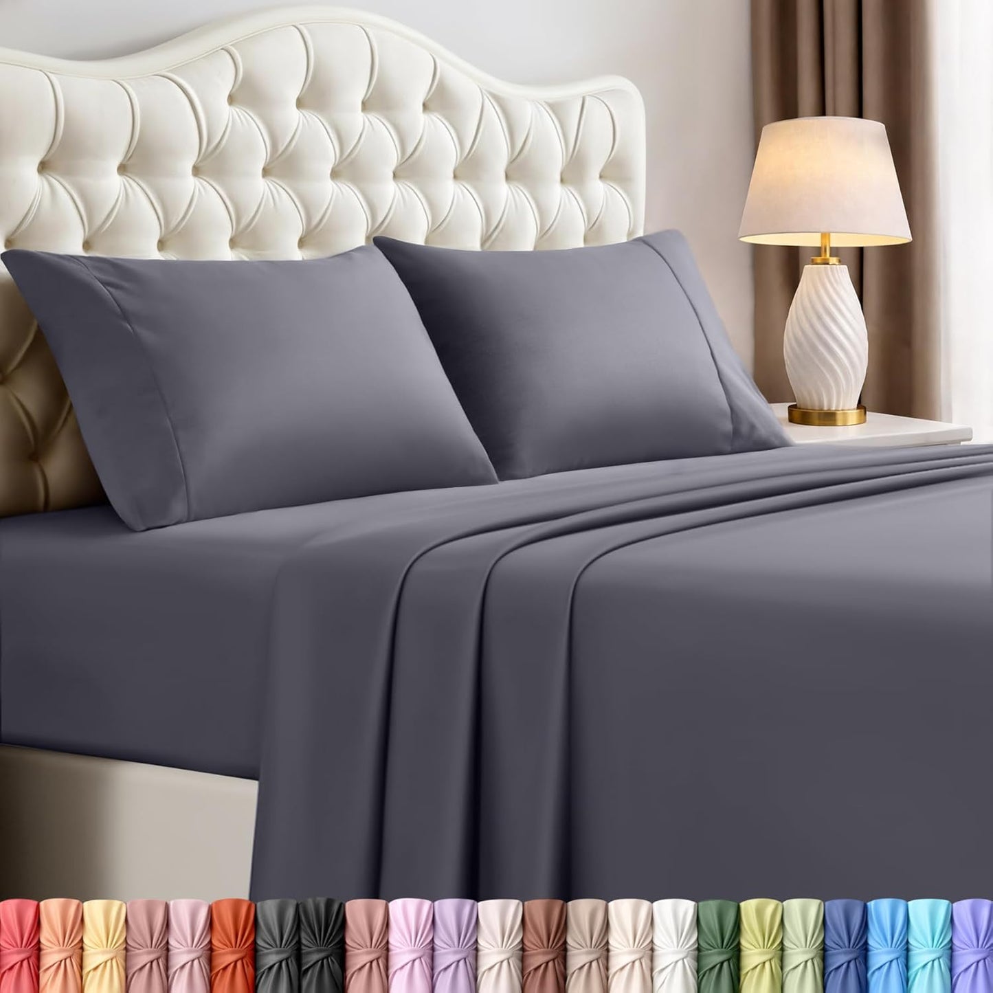 Utopia Bedding Queen Size Sheet Set - Soft, Breathable Microfiber | 4-Piece in Grey with Oeko-Tex Certification