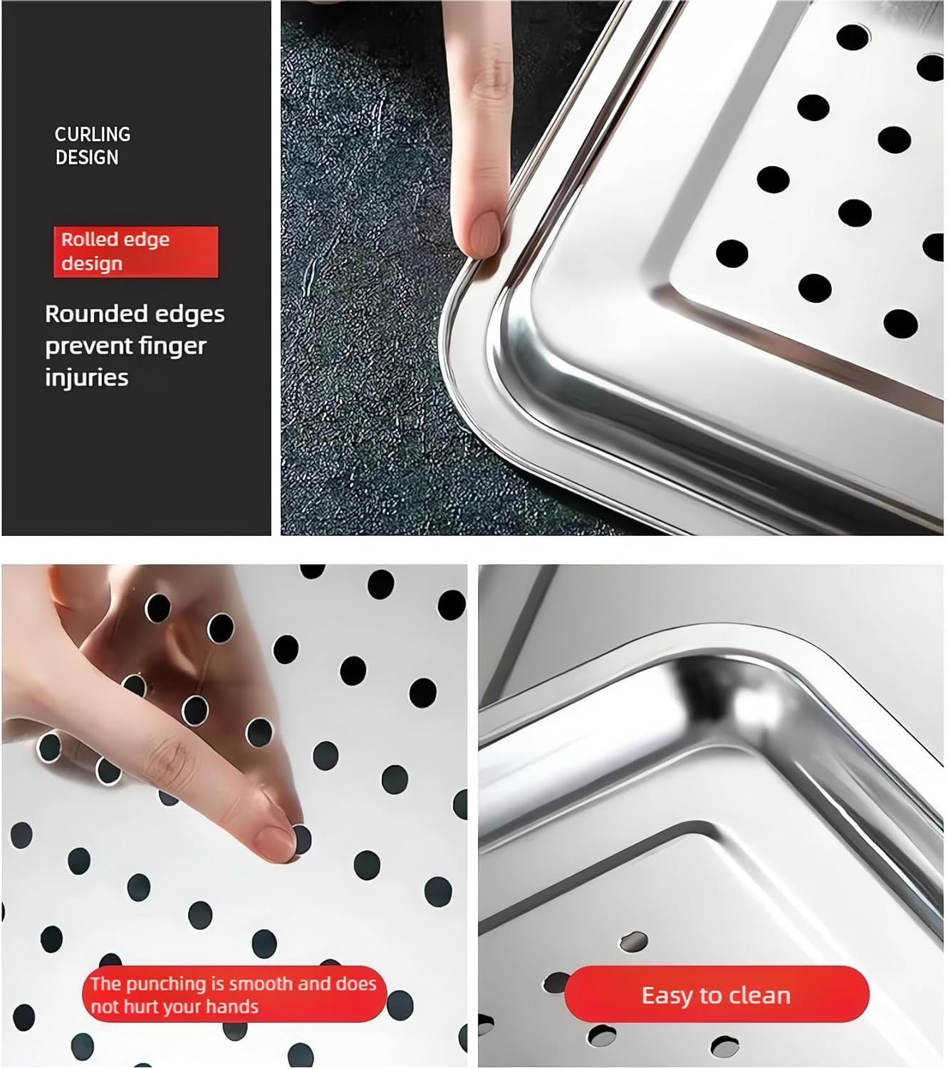 Regine Switzerland Extra Large 304 Stainless Steel Baking Pan Set - 2-Pack Non-Toxic Bakeware (1 Solid & 1 Perforated)