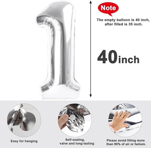 Balloon 15 | 40-Inch Silver Foil Number Balloons for 15th Birthday & Anniversary Celebrations