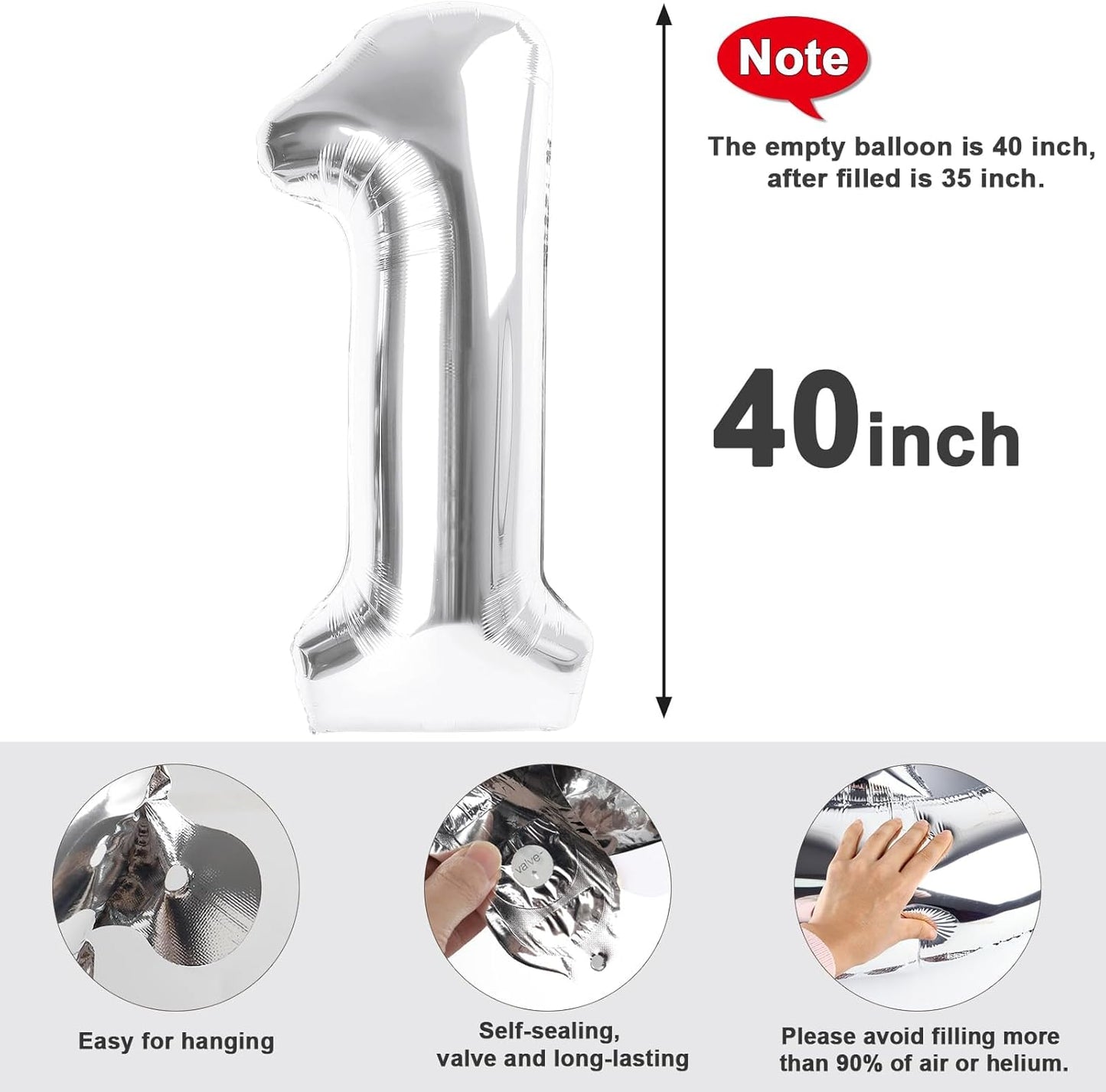 Number Balloon - 30 Inch Silver Foil Birthday Decoration | Happy 30th Celebration for Him & Her
