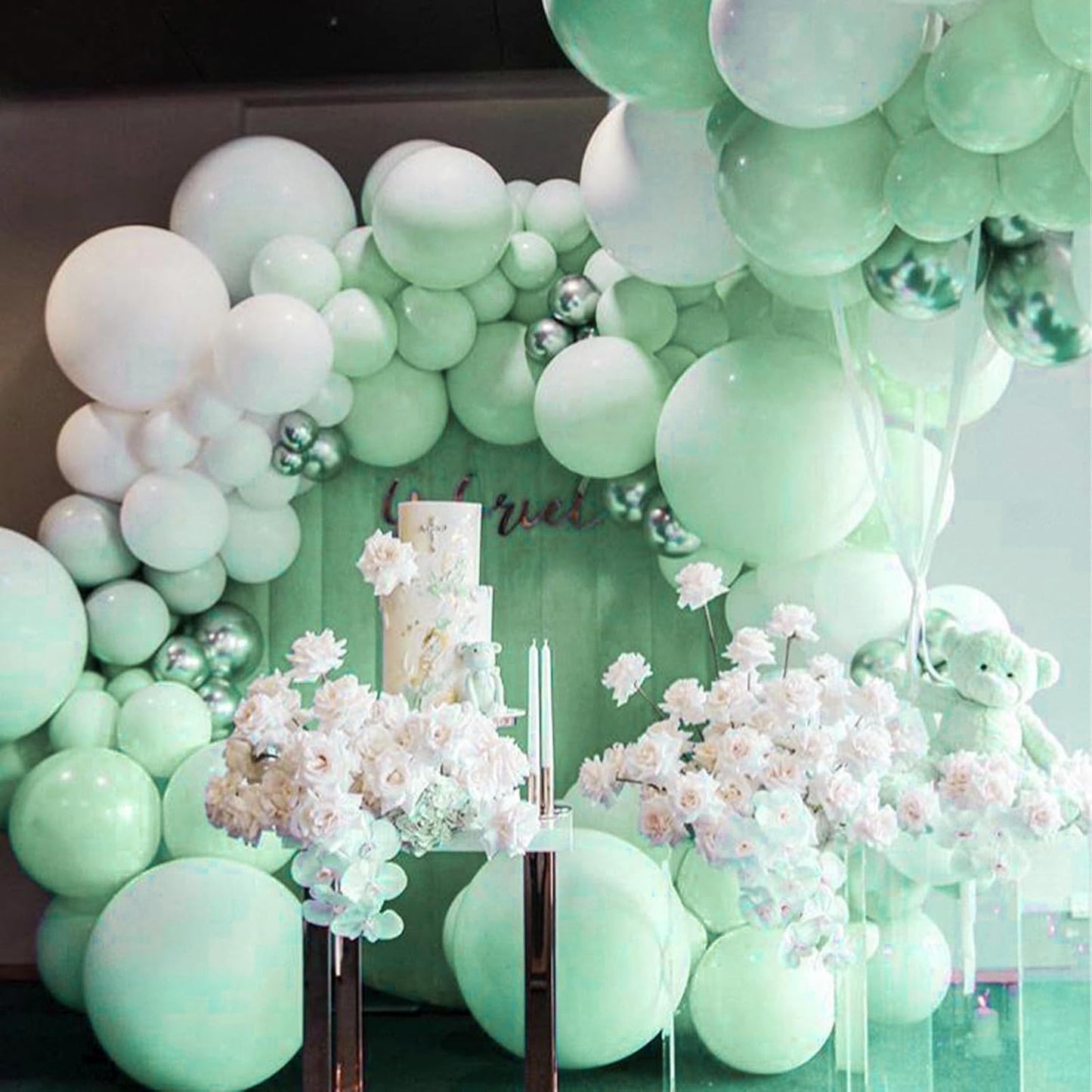 PartyWoo Light Green Balloons - 127-Piece Mint Pastel Balloon Arch Kit for Baby Shower & Birthday Decor