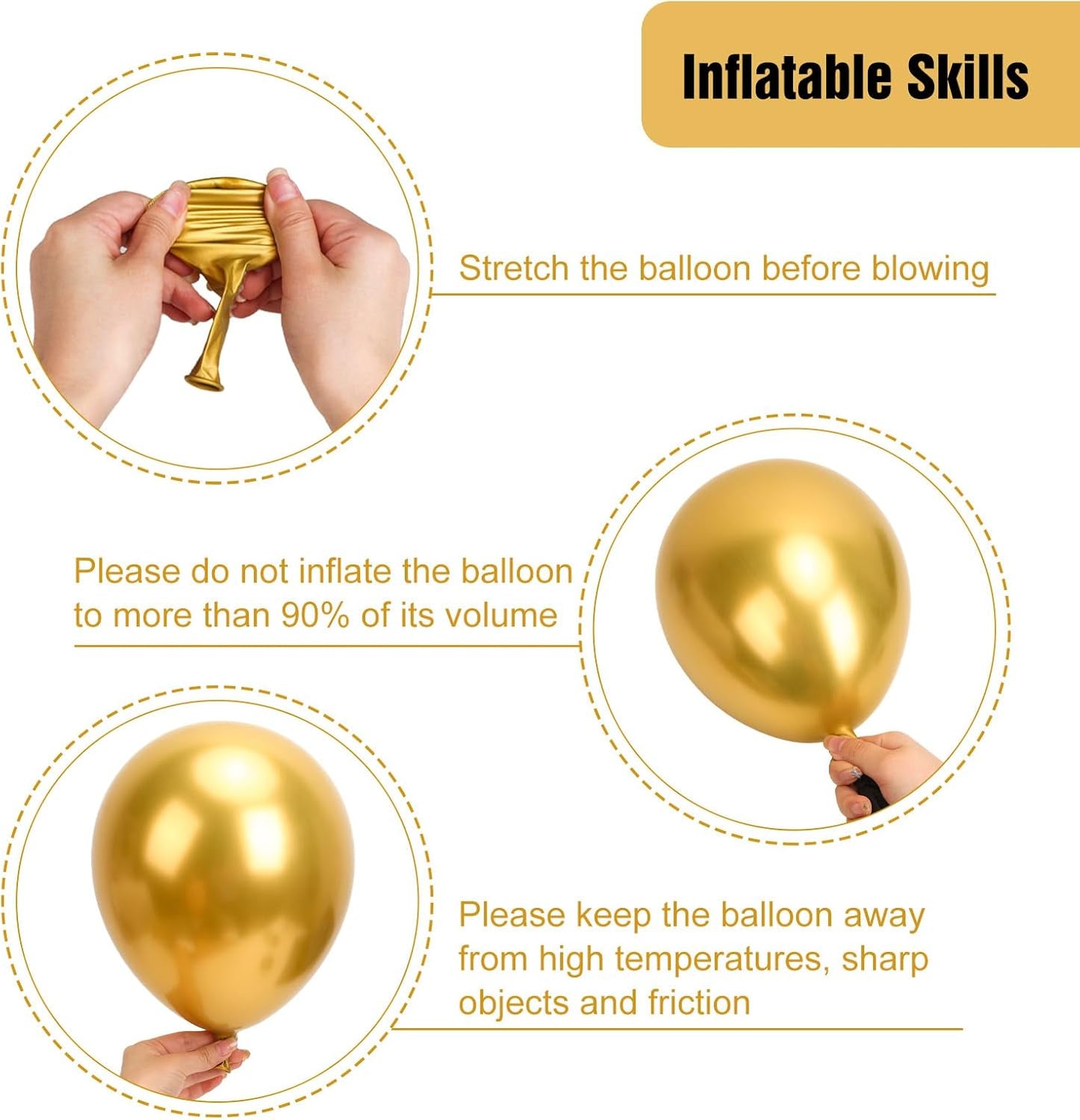 RUBFAC Metallic Gold Balloons - 154pcs Latex Balloon Garland Kit for Birthday, Graduation & Wedding Decor | 5-18 Inch Sizes